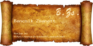 Bencsik Zsanett névjegykártya